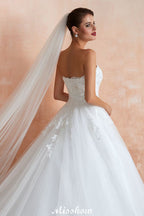 Robe de mariée blanche élégante à décolleté en cœur | Robe de bal simple en tulle, coupe droite, style plage