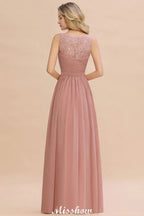 Vestido de noite longo elegante em linha A com decote em V Vestido de dama de honor sem mangas Estilos
