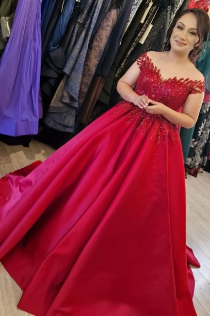 Robes de mariée élégantes en satin, ligne trapèze, manches courtes, col en V
