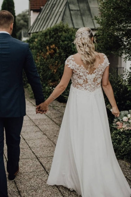 Robes de mariée élégantes longues en tulle | Robes de mariée avec dentelle
