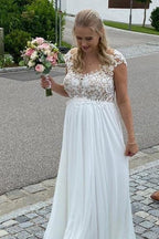 Robes de mariée élégantes longues en tulle | Robes de mariée avec dentelle