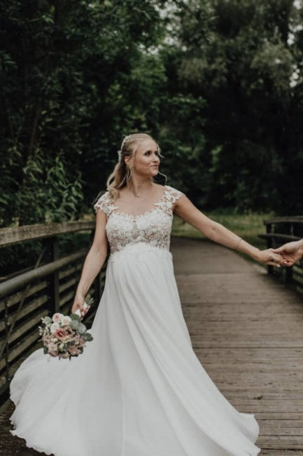 Robes de mariée élégantes longues en tulle | Robes de mariée avec dentelle