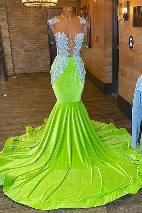 Vestido de Baile de Sereia Sem Mangas e Costas Descobertas com Bordados de Contas