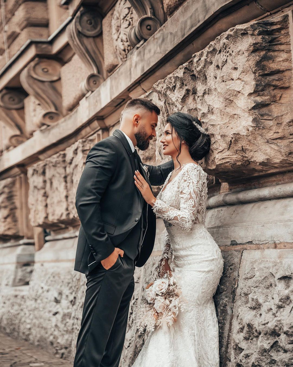 Bridal Lace Mermaid Wedding Dress With Long Sleeves On Sale