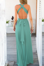 Vestidos elegantes de vestido de noite com alça sólida sem costas (20 cores)