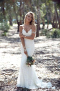 Elegant Lace Mermaid Backless Wedding Dress With Train