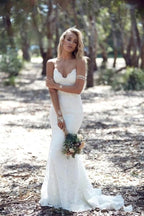 Elegant Lace Mermaid Backless Wedding Dress With Train