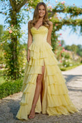 Sweetheart Sleeveless High Split Long Prom Dress With Appliques Custom Colors