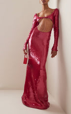 Vestido de baile com racha transparente e frisado