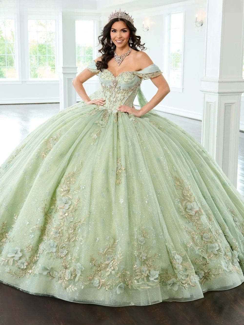 Popular fora do ombro quinceanera vestido 2025 encantador 3d flor vestido de festa brilhante sem mangas sem alças vestido de festa 16 personalizado