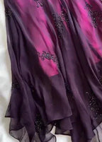 Vintage Neckholder Lila Perlen Chiffon Meerjungfrau Ballkleid Langes Festliches Abendkleid Y7503