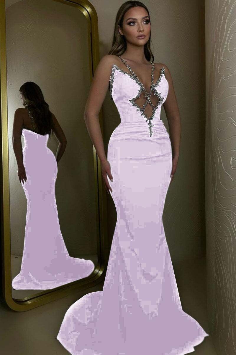 O vestido do baile de finalistas da sereia da correia de espaguetes frisou o vestido longo com cores feitas sob encomenda