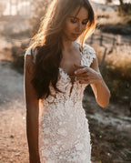Elegant Backless Long Mermaid Wedding Dress With Lace Tulle And Sweetheart