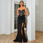 Sexy lantejoulas sem mangas envolto peito sem costas cocktail vestido de noite dama de honra feminino
