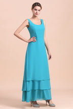 BMbridal Gorgeous Square Neck Flowers Layers Mother of Bride Dress with Long Wraps