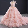 Vestidos de Quinceanera Cor-de-Rosa Brilhante com Rendas Sobrepostas Vestido Doce 16 Cor-de-Rosa Pálido Vestido de Baile Cor-de-Rosa Pálido Y476