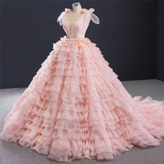 Vestidos de Quinceanera Cor-de-Rosa Brilhante com Rendas Sobrepostas Vestido Doce 16 Cor-de-Rosa Pálido Vestido de Baile Cor-de-Rosa Pálido Y476