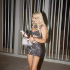 Abito da sera bodycon sexy con dettaglio floreale traforato e strass