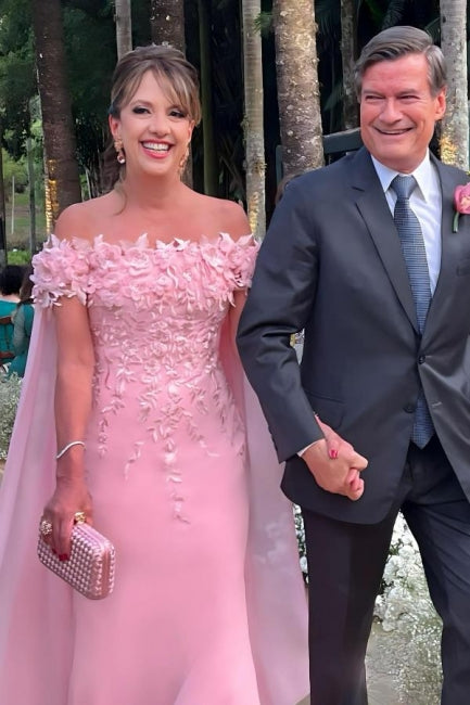 Vestido Maravilhoso de Mãe da Noiva em Renda Coluna, Sem Ombros, Sem Mangas, Cor-de-Rosa, para Damas de Honra com Apliques