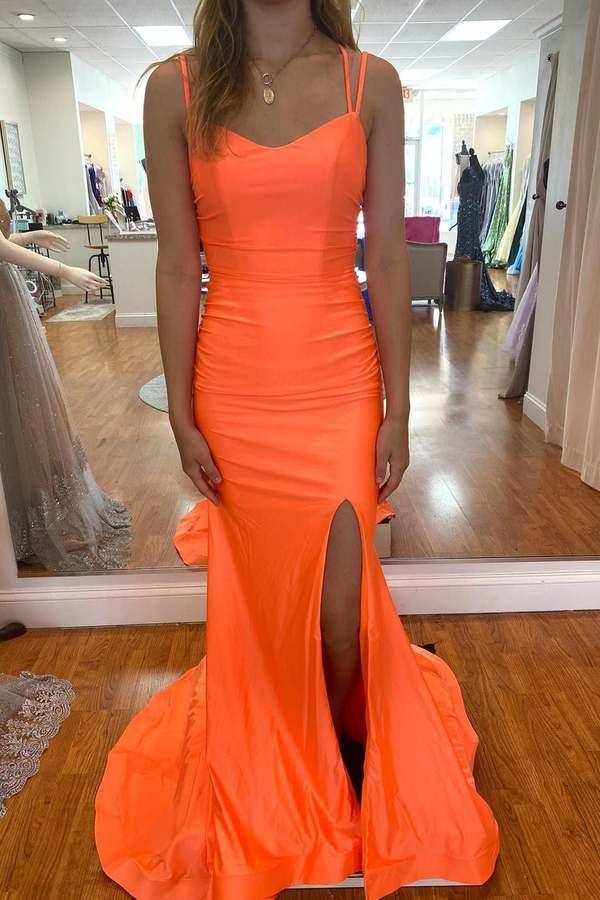 Robes longues de bal sirène orange Robes de soirée formelles Y486