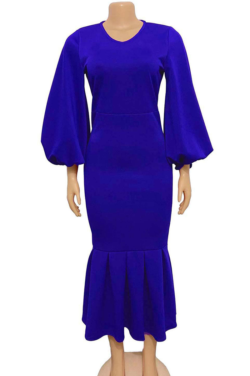 Elegantes, solides Patchwork-Abendkleid mit V-Ausschnitt (4 Farben) 
