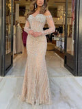 Vestido de baile longo de tule com contas, sem alças, estilo sereia, luxo e romântico Y7629