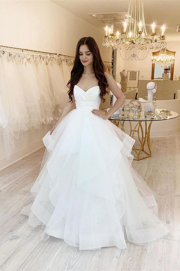 Sweetheart Wedding Dress With Tulle Ruffles For Elegant Bride