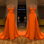 Robes de bal longues en satin, coupe sirène, décolleté cœur, fente haute, magnifiques