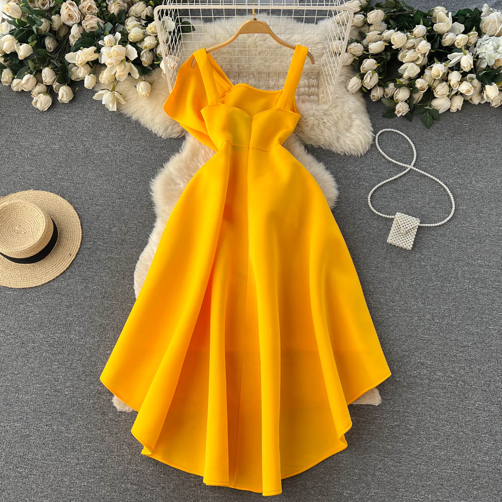 Sexy High Low Spaghettiträger Bowknot Kleid Frauen Abendkleid P156 