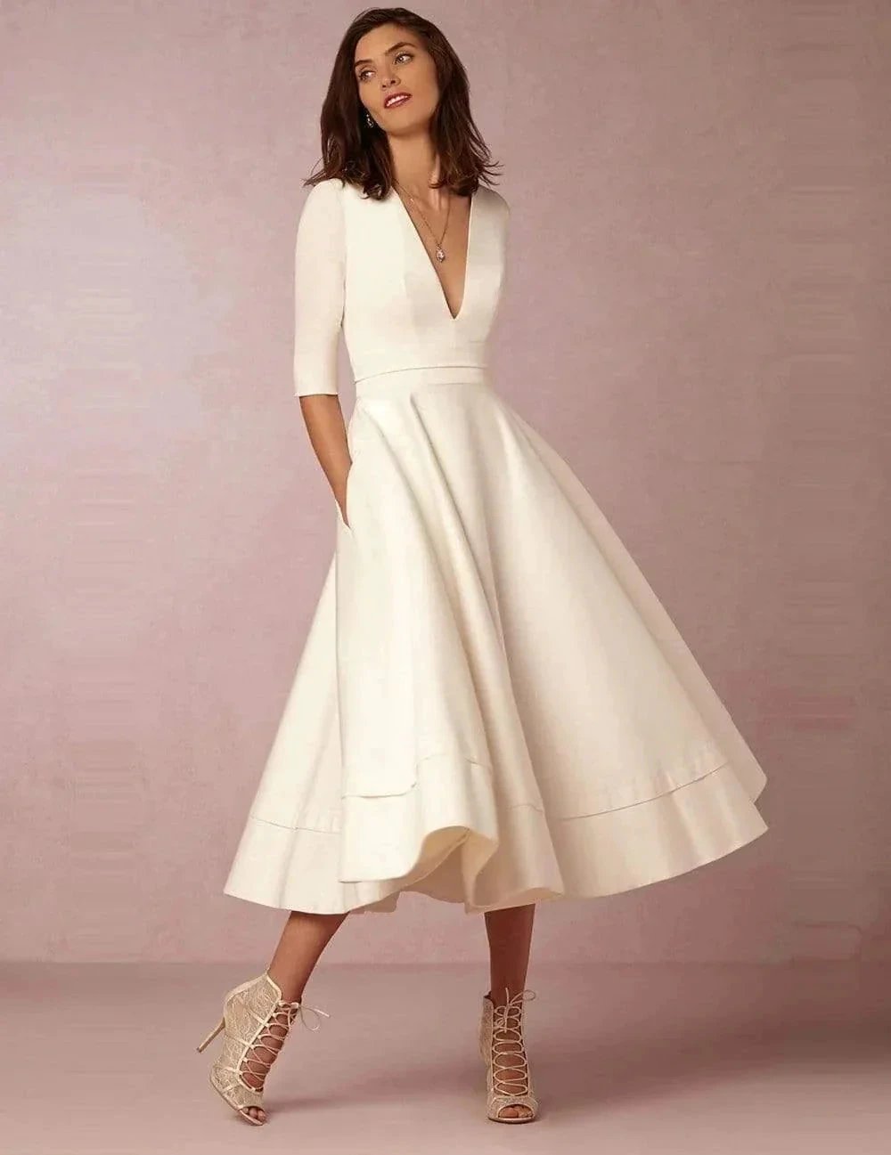 2025 Wedding Dress Half Sleeves Vintage Bridal Gown by NumberSea OFFICIAL STORE
