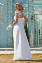 Chiffon White Wedding Dress With Appliques Elegant Bridal Gown