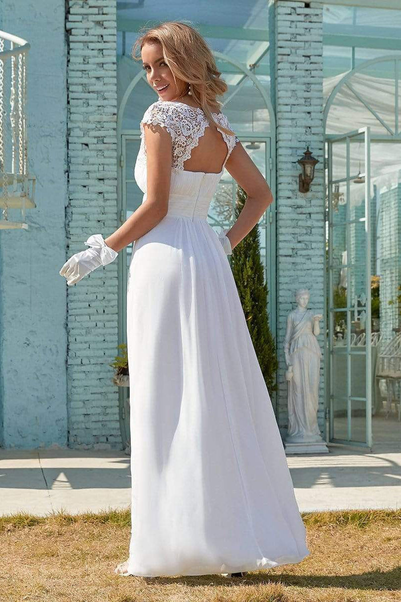 Chiffon White Wedding Dress With Appliques Elegant Bridal Gown