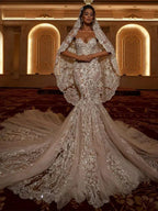 Sexy querida vestido de casamento 2025 elegante sereia vestido de noiva encantador rendas sem mangas até o chão vestido personalizado