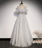 Robe de bal longue en tulle à paillettes, coupe évasée, robe de soirée s71