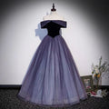 Robe longue de bal en tulle violet Robe de soirée ligne A s66