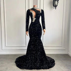 black prom dresses,long sleeve prom dresses new arrival evening dresses, mermaid evening dresses, sequins prom dress Y14