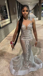 Black Girls Prom Dress,Sexy Mermaid Evening Dress,Stunning Formal Gown Y1376