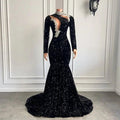 black prom dresses,long sleeve prom dresses new arrival evening dresses, mermaid evening dresses, sequins prom dress Y14