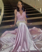 Robe de soirée longue rose élégante sirène, robe de soirée rose sexy Y1367