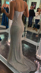 Vestido de noche sin espalda con tirantes finos, vestido de sirena sensual con cola Y1396