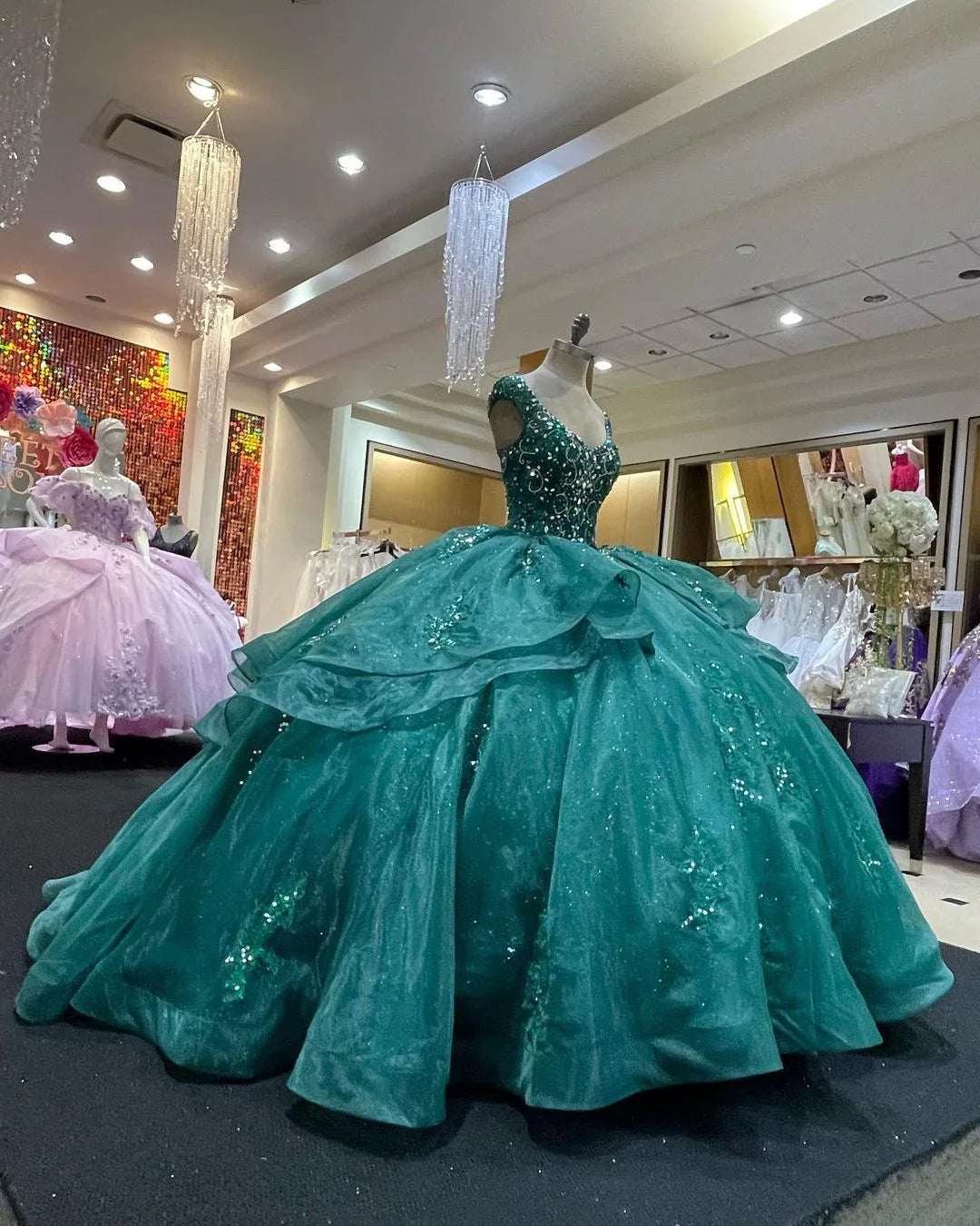 Ball Gown Birthday Dress Lace Up Sweet 16 Dress Y1229