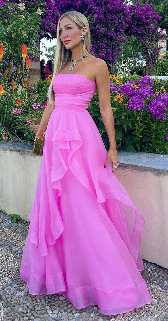 Sexy pinkfarbenes festliches Abendkleid lang bodenlang Kleid Y1238