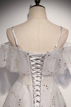 Robe de bal longue en tulle à paillettes, coupe évasée, robe de soirée s71