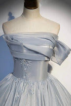 فستان طويل رسمي من التول والدانتيل الرمادي موديل s91