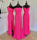 Wunderschönes Meerjungfrau-Langabendkleid in leuchtendem Pink mit Pailletten, Reizvolles Abendkleid Y1286