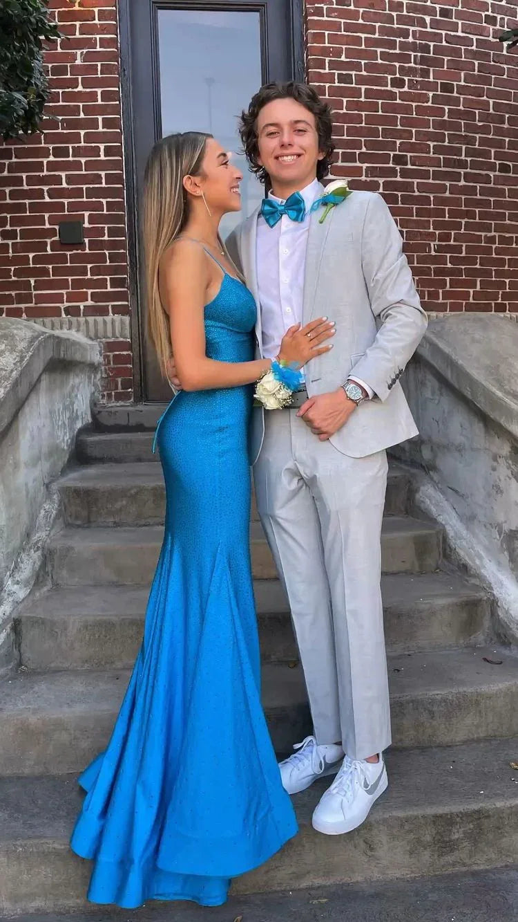 Spaghetti Straps Peacock Color Mermaid Prom Dress,Charming Evening Gown Y1602