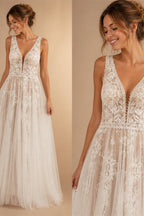 Boheme V Neck Lace Boho Wedding Dress Backless 2025 Robe Mariee Civil Wedding Gowns for Bridal Vestidos de Nova Beach Customized