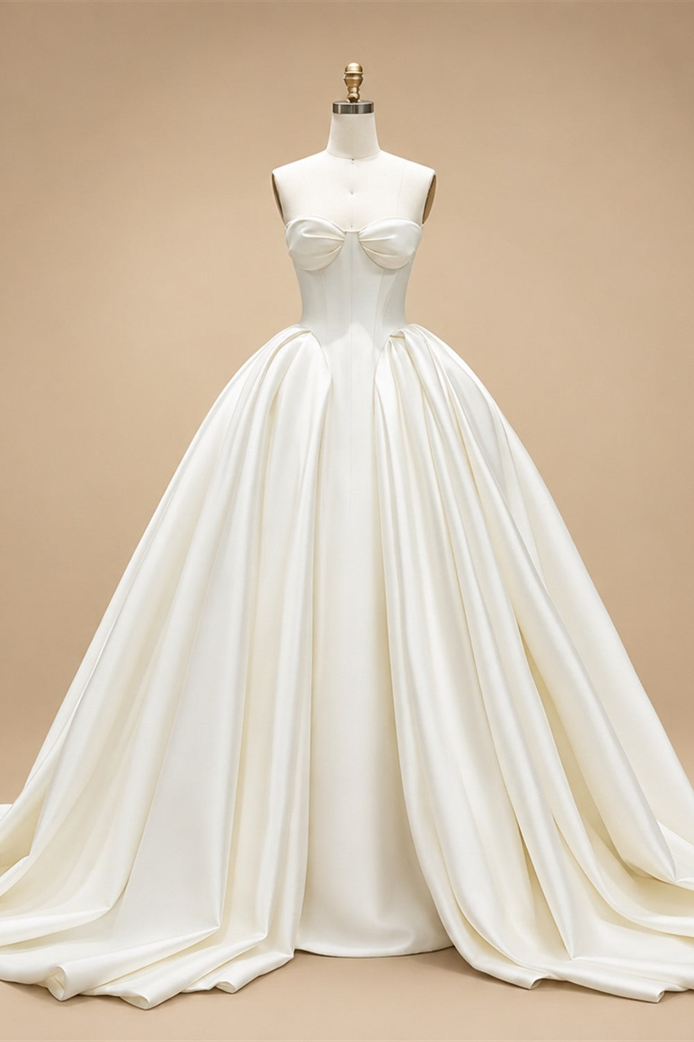 Luxury Sweetheart Satin Ball Gown Wedding Dress with Overskirt ZP185