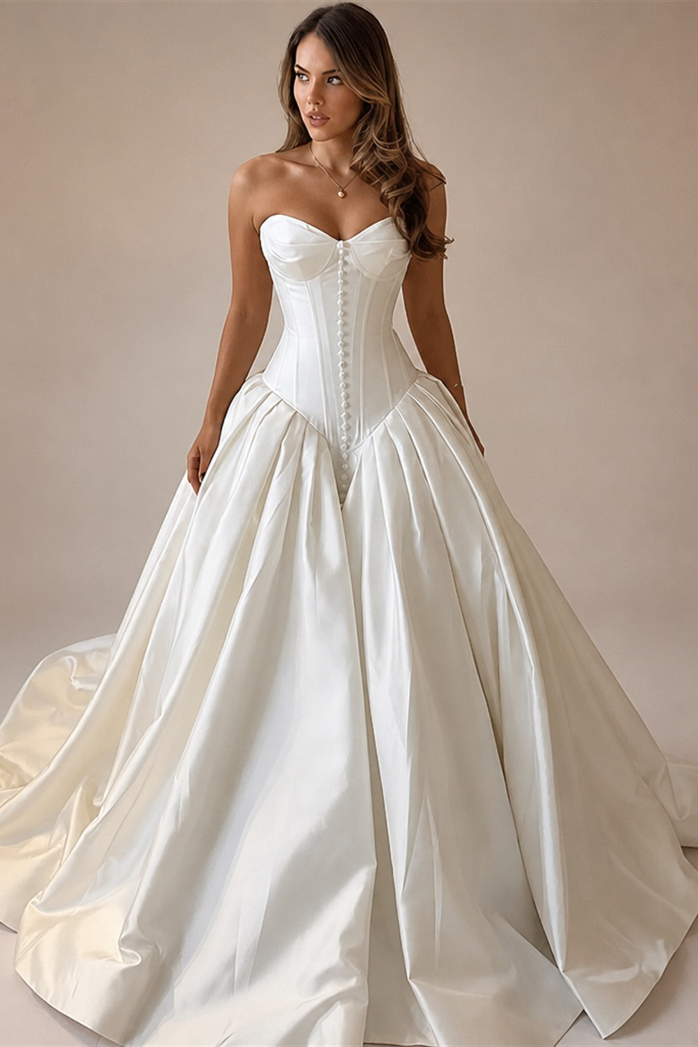 Minimal Sweetheart Neck A Line Wedding Dress Corset Bodice Lace Up Button Bridal Gown Vestido De Novia Robe De Mariée Customized
