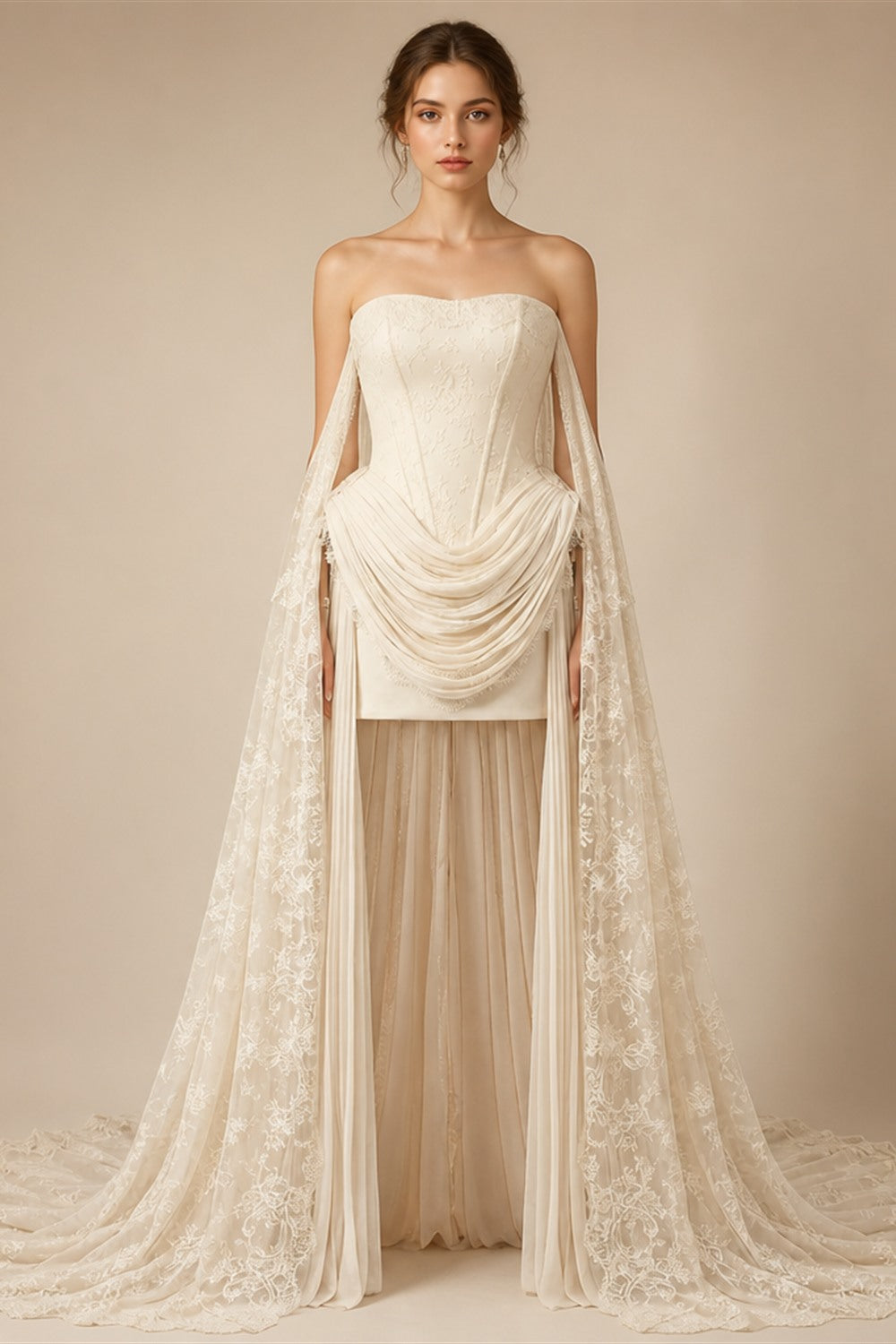 Strapless Corset Wedding Dresses with High-Low Lace Train ZP025